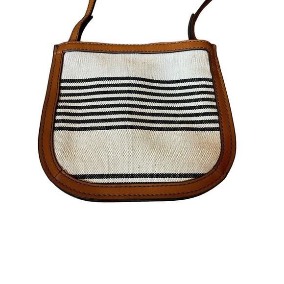 Fossil Small Brooklyn Crossbody Leather Trim Pink Interior Black Stripes VGC - Picture 6 of 6